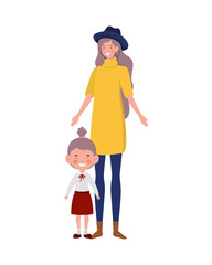 woman with children of back to school