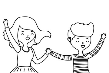 Teenager boy and girl cartoon design