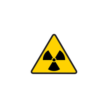 Vector toxic sign, symbol. Warning radioactive zone in triangle icon isolated on white background. Radioactivity. Dangerous radiation area symbol. Chemistry poison plane mark