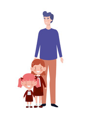 man with children of back to school