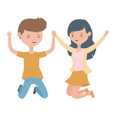 Teenager boy and girl cartoons design