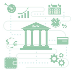 Bank concept. Finance, money investment. Line icon