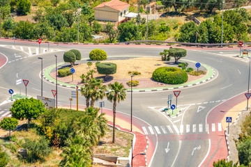 Modern rondabout road in Finestrat, Spain