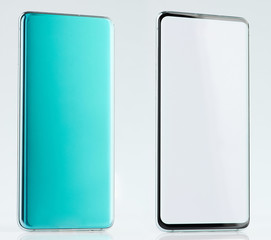 Isometric view of generic green smartphone