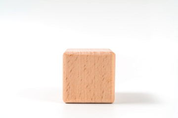 wooden geometric shapes cube isolated on a white background