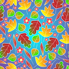 Fototapeta na wymiar bright seamless pattern of stylized elements in the form of autumn foliage