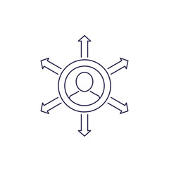 Influence vector line icon on white