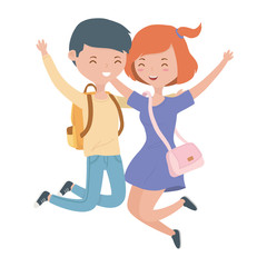 Teenager boy and girl cartoons design