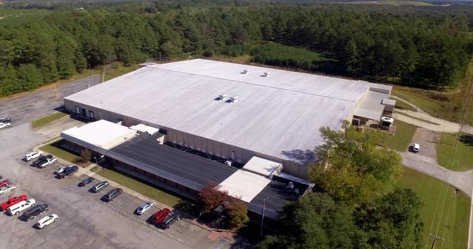 Aerial of manufacturing warehouse