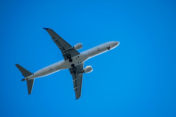 Passenger aircraft in the sky going to land.