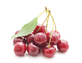 Red ripe cherries.