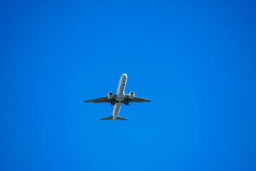 Passenger aircraft in the sky going to land.
