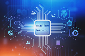 Machine learning and AI HUD interface background