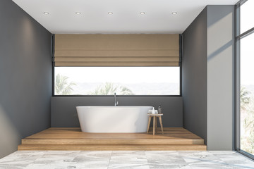 Fototapeta na wymiar Gray loft bathroom interior with tub