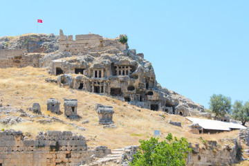 Fototapeta na wymiar The necropolis in Tlos citadel near the resort town Turkey
