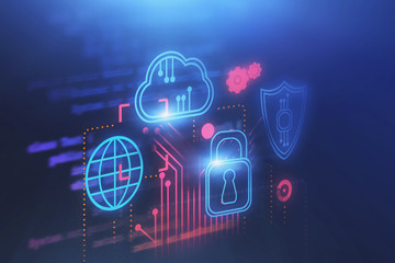 Cloud computer and cyber security background