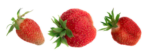 Organic Strawberry Isolated on White Background Close Up