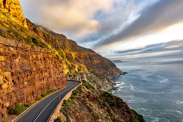 Crédence de cuisine en verre imprimé Atlantic Ocean Road Chapman& 39 s Peak Drive à Cape Town, Afrique du Sud.
