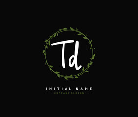 T D TD Beauty vector initial logo, handwriting logo of initial signature, wedding, fashion, jewerly, boutique, floral and botanical with creative template for any company or business.