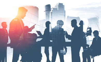 Business team in city, communication