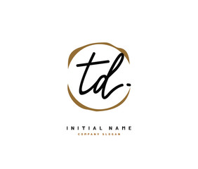 T D TD Beauty vector initial logo, handwriting logo of initial signature, wedding, fashion, jewerly, boutique, floral and botanical with creative template for any company or business.