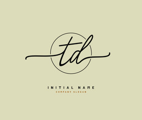 T D TD Beauty vector initial logo, handwriting logo of initial signature, wedding, fashion, jewerly, boutique, floral and botanical with creative template for any company or business.