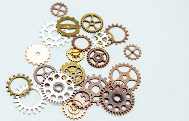 Group of gears on a light background. The background of the gears.