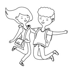 Teenager boy and girl cartoon design