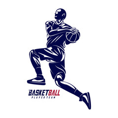 Fototapeta na wymiar Modern Basketball Sport Silhouette Logo Vector Template. Basketball player slam dunk Design Vector
