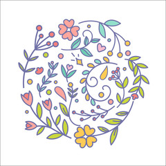 Floral decor set. Different vector botanical decor elements. Line Stroke plant and flowers Simple flourishes Flower graphic design