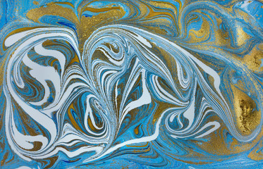 Marble abstract background. Blue marbling artwork texture.