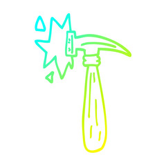 cold gradient line drawing cartoon hammer banging