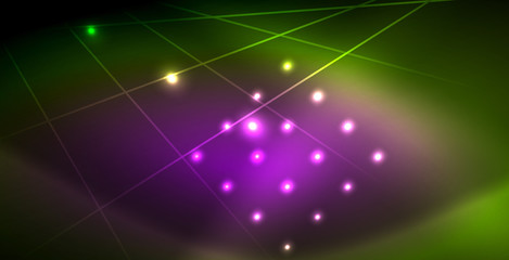 Neon glowing wave, magic energy and light motion background