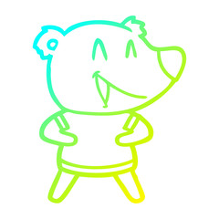 cold gradient line drawing laughing bear cartoon