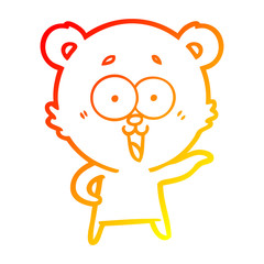 warm gradient line drawing laughing teddy  bear cartoon