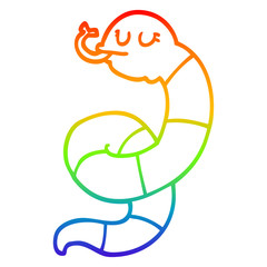 rainbow gradient line drawing cartoon snake coiled