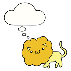 cute cartoon lion and thought bubble