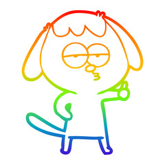 rainbow gradient line drawing cartoon bored dog