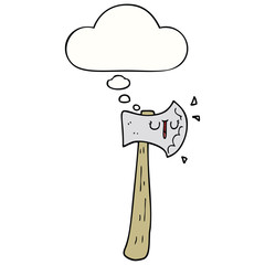 cartoon axe and thought bubble