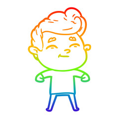 rainbow gradient line drawing happy cartoon man