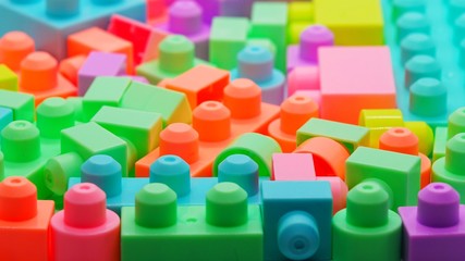 colorful toy blocks on white background