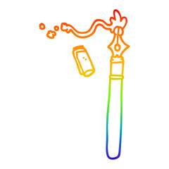rainbow gradient line drawing cartoon fountain pen
