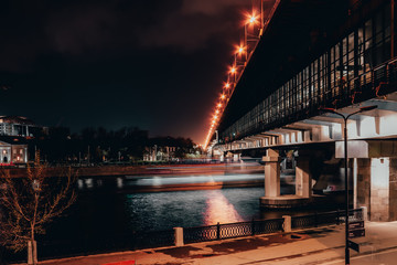 Bridge at night in Moscow