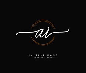 A I AI Beauty vector initial logo, handwriting logo of initial signature, wedding, fashion, jewerly, boutique, floral and botanical with creative template for any company or business.