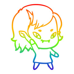 rainbow gradient line drawing cartoon friendly vampire girl