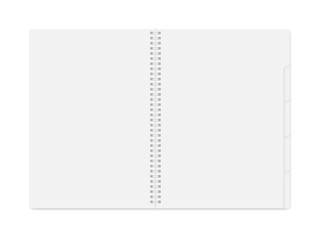 Vector realistic white mock up of notebook opened.