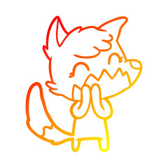 warm gradient line drawing happy cartoon fox