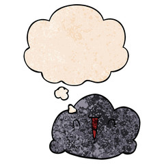cartoon cloud and thought bubble in grunge texture pattern style