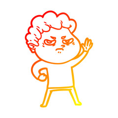 warm gradient line drawing cartoon angry man