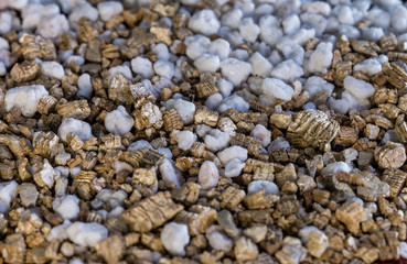  Close up Pumice pebbles on black background